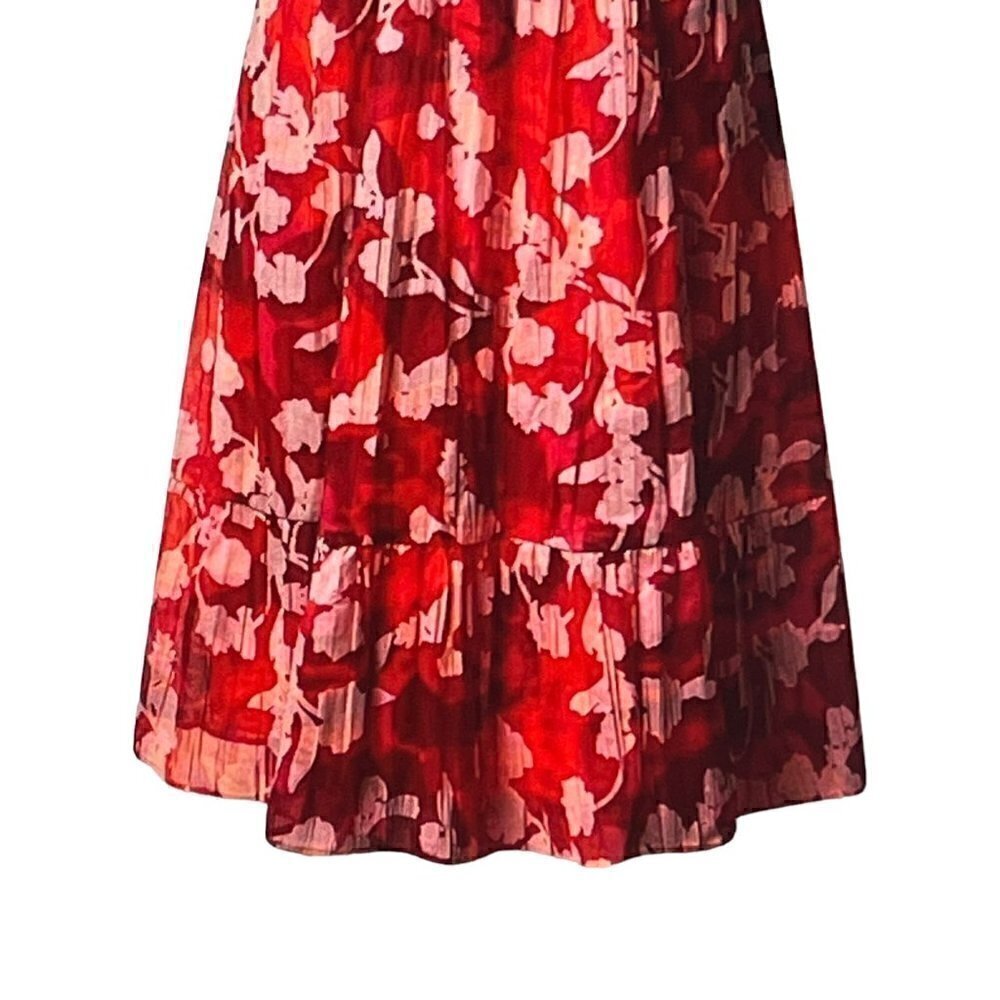Torrid Midi Cotton Clip Dot Lace Up Short Sleeve Smocked Red Dress, 2, 2X, 18/20 - Picture 7 of 9